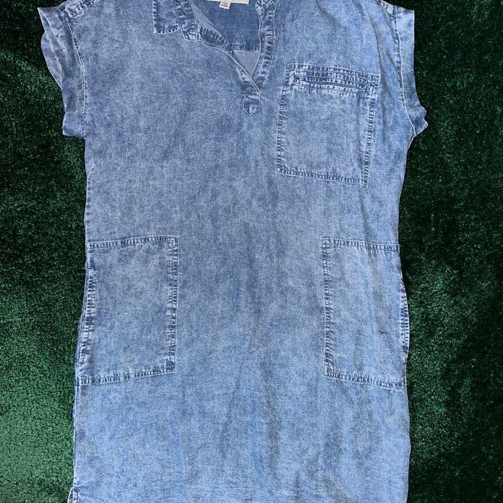 Faux Denim Short Sleeve Dress